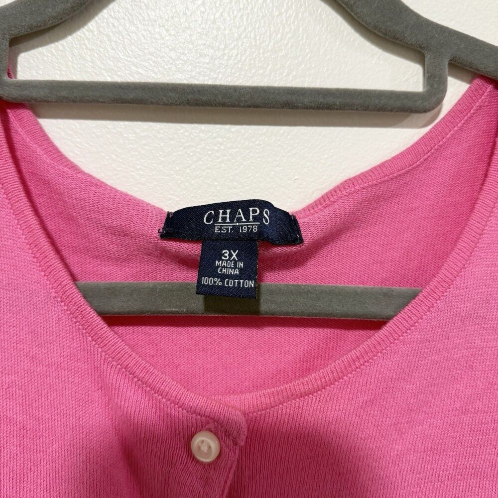 Champs Pink 100% Cotton Button Lightweight Cardigan Sweater Women Plus Size 3X - Picture 2 of 6